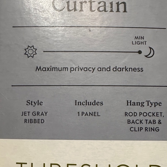 Threshold Jet Gray Ribbed Blackout Curtain - Picture 4 of 4